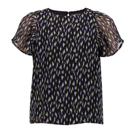 Frankie & Liberty Frankie & Liberty blouse korte mouw Cady FL22114 print black/purple rain/soft yellow