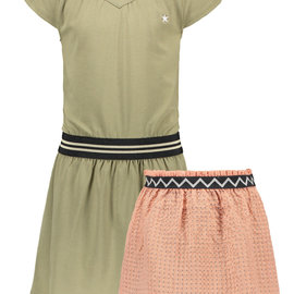 Like Flo Like Flo jurk v-neck with detachable fancy rok F103-5865-355 army