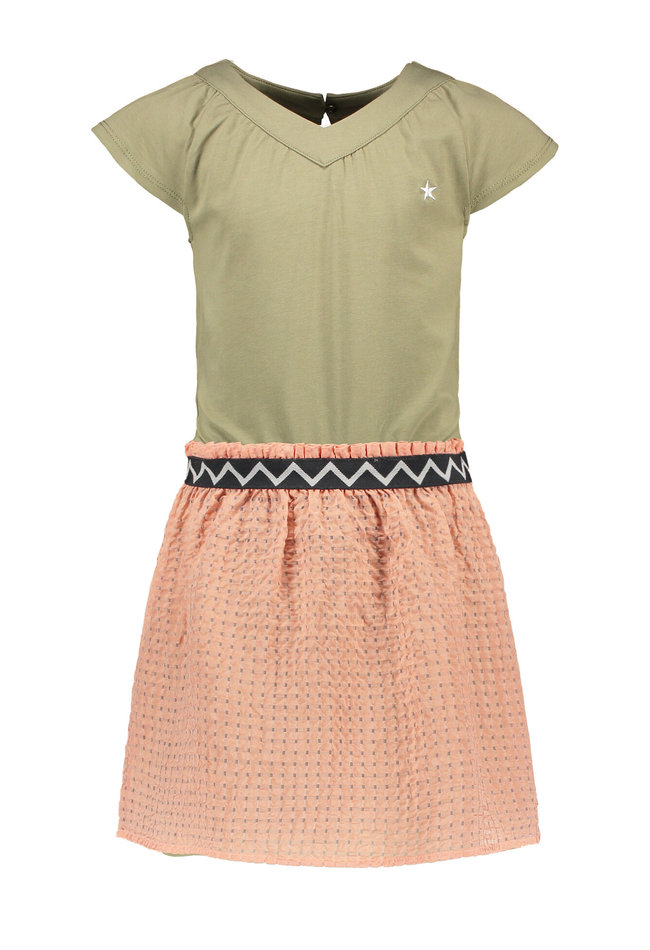 Like Flo Like Flo jurk v-neck with detachable fancy rok F103-5865-355 army