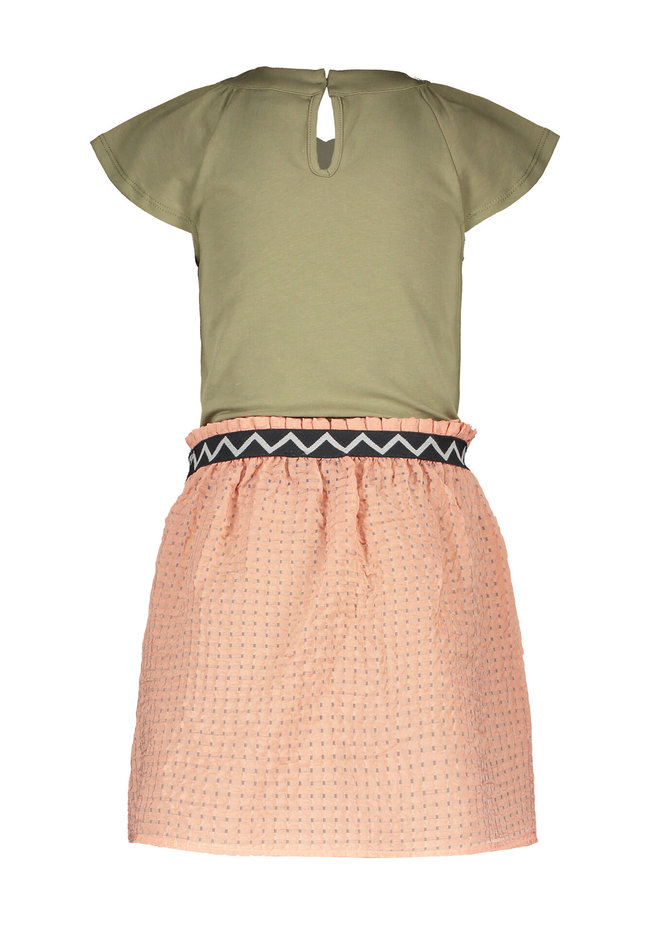 Like Flo Like Flo jurk v-neck with detachable fancy rok F103-5865-355 army