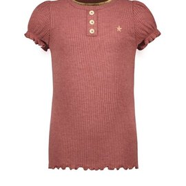 Like Flo Like Flo t-shirt solid rib with button closure F302-5424-279 plum