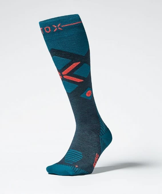 Stox Stox Merino Skiing Socks  Heren Blauwgroen/neonrood