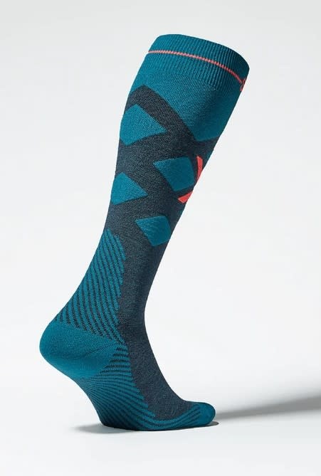 Stox Stox Merino Skiing Socks  Heren Blauwgroen/neonrood