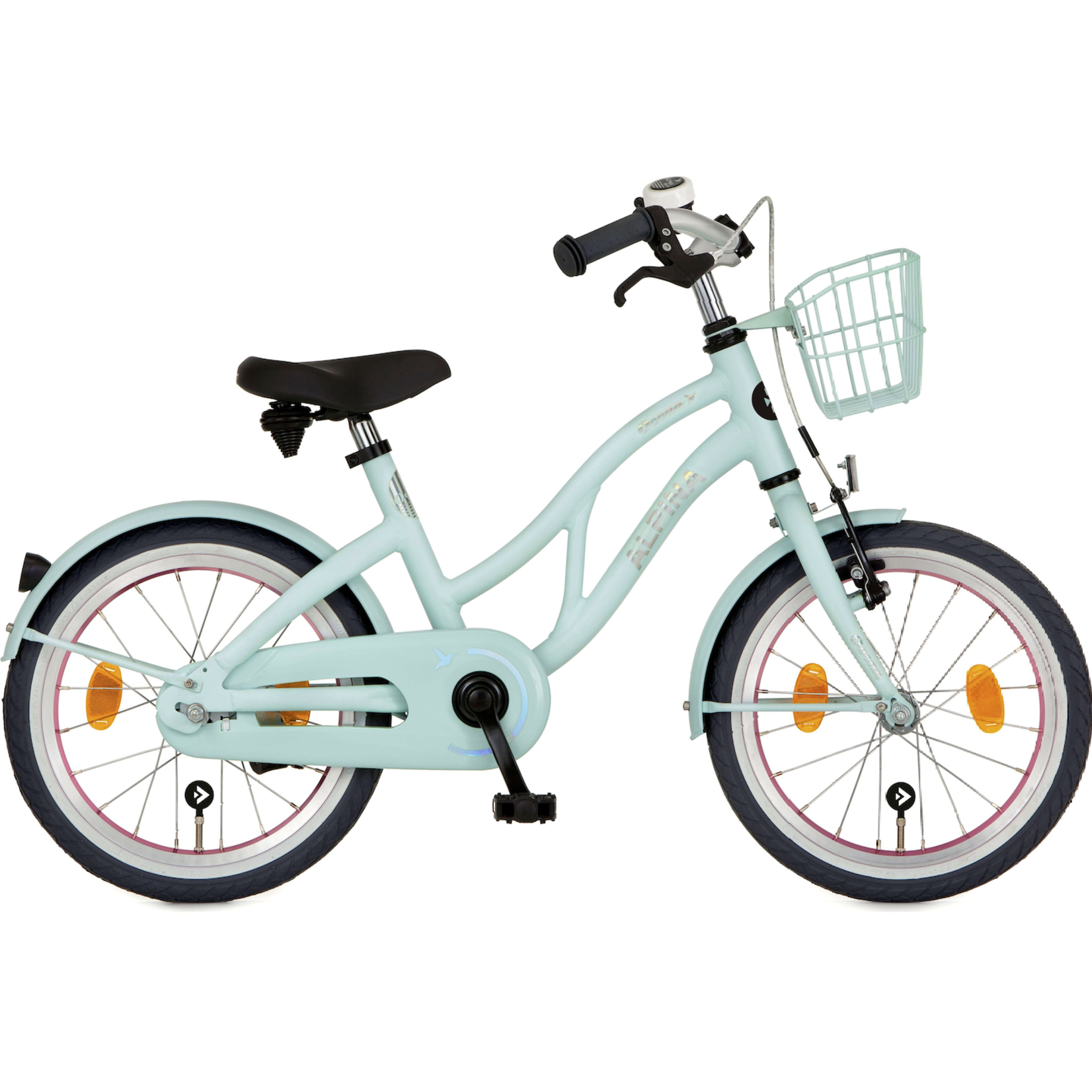 Alpina Alpina Ocean Meisjesfiets - 18 inch - Glace Mint Matt - Beach Cruiser - Kinderfiets met mandje - Groen