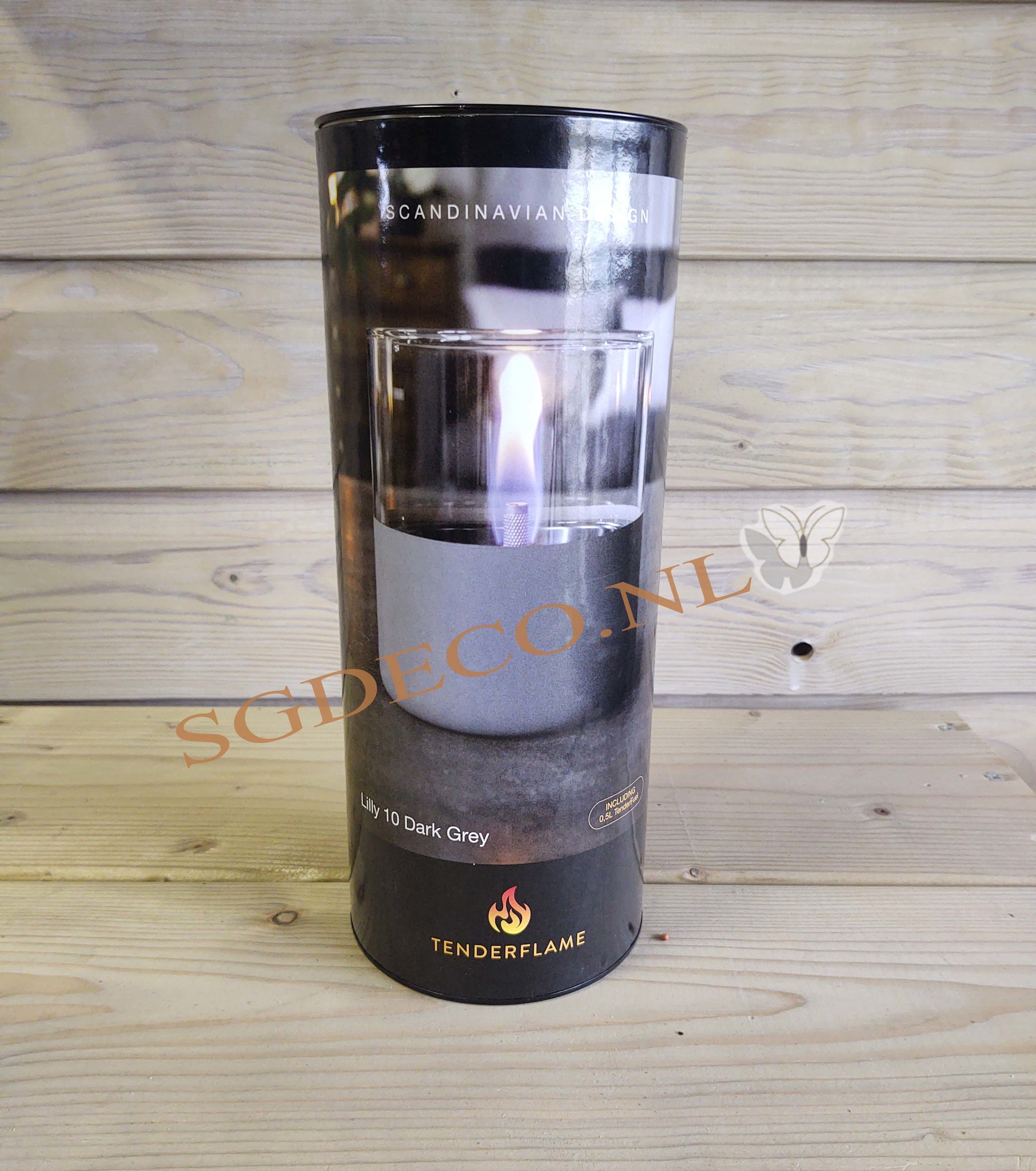 Geschenkset Lilly dark grey leuk kado met Tenderflame Lilly & fuel