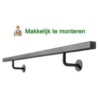 Zwart Stalen Trapleuning Vierkant Design