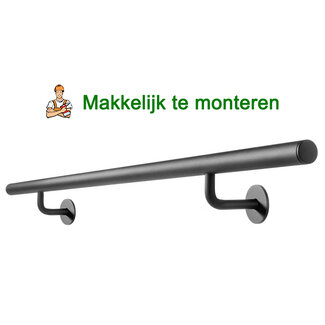 Zwart Stalen Trapleuning Rond Design