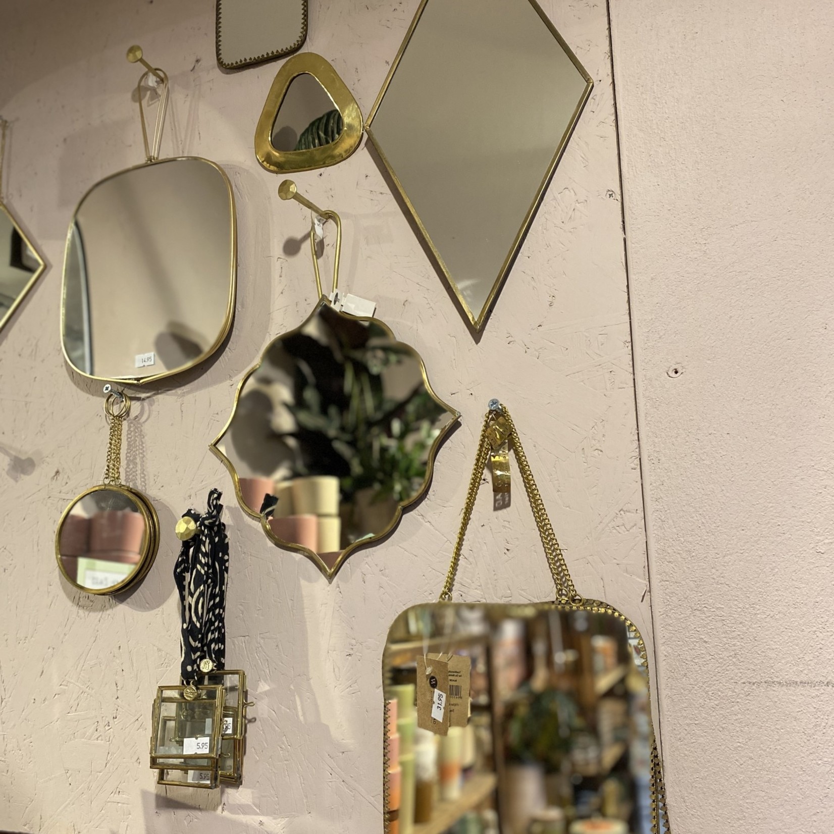 Spiegel - Vierkante spiegel goud klein