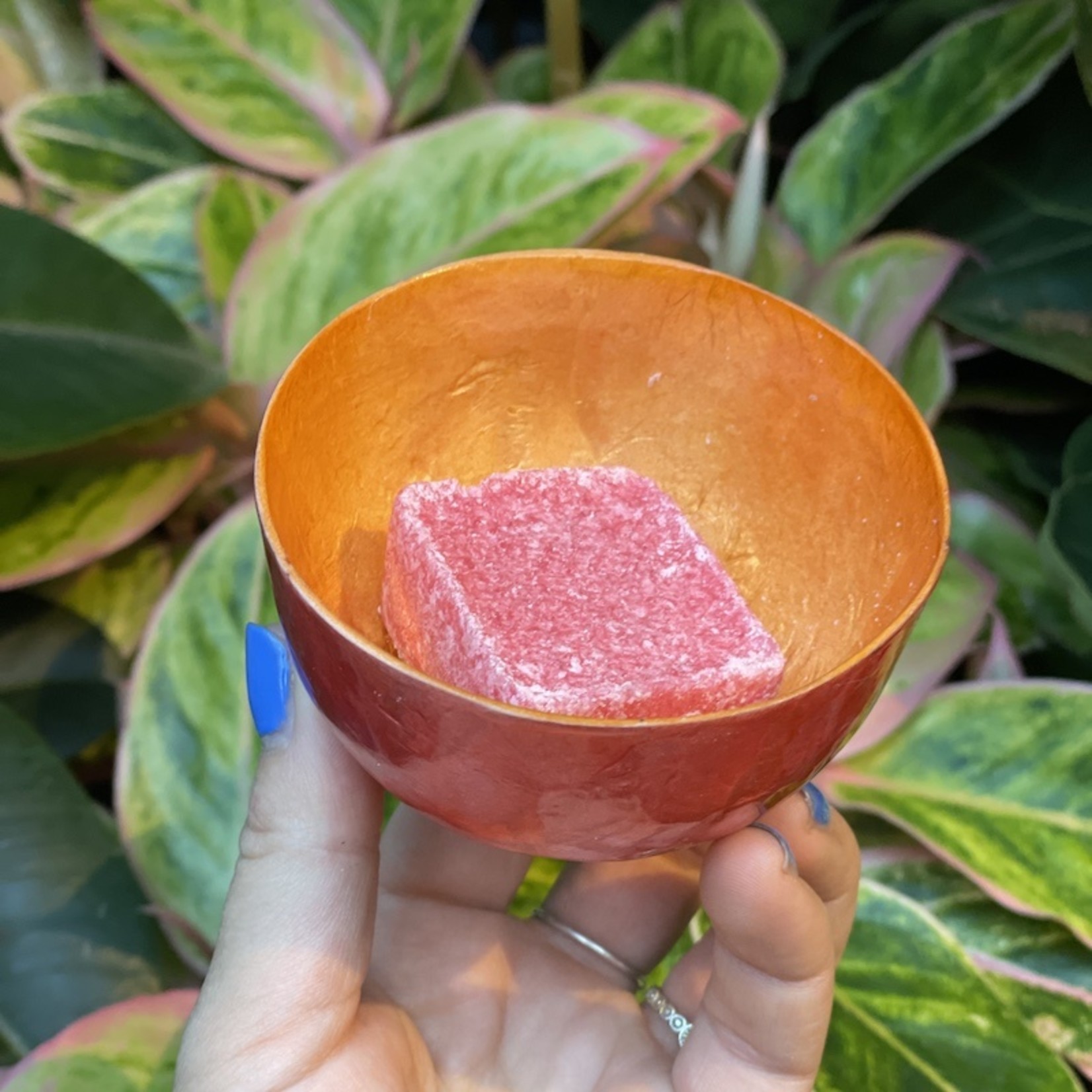 Waxinelichthouder fel oranje/ roze Groene Vingers Delft