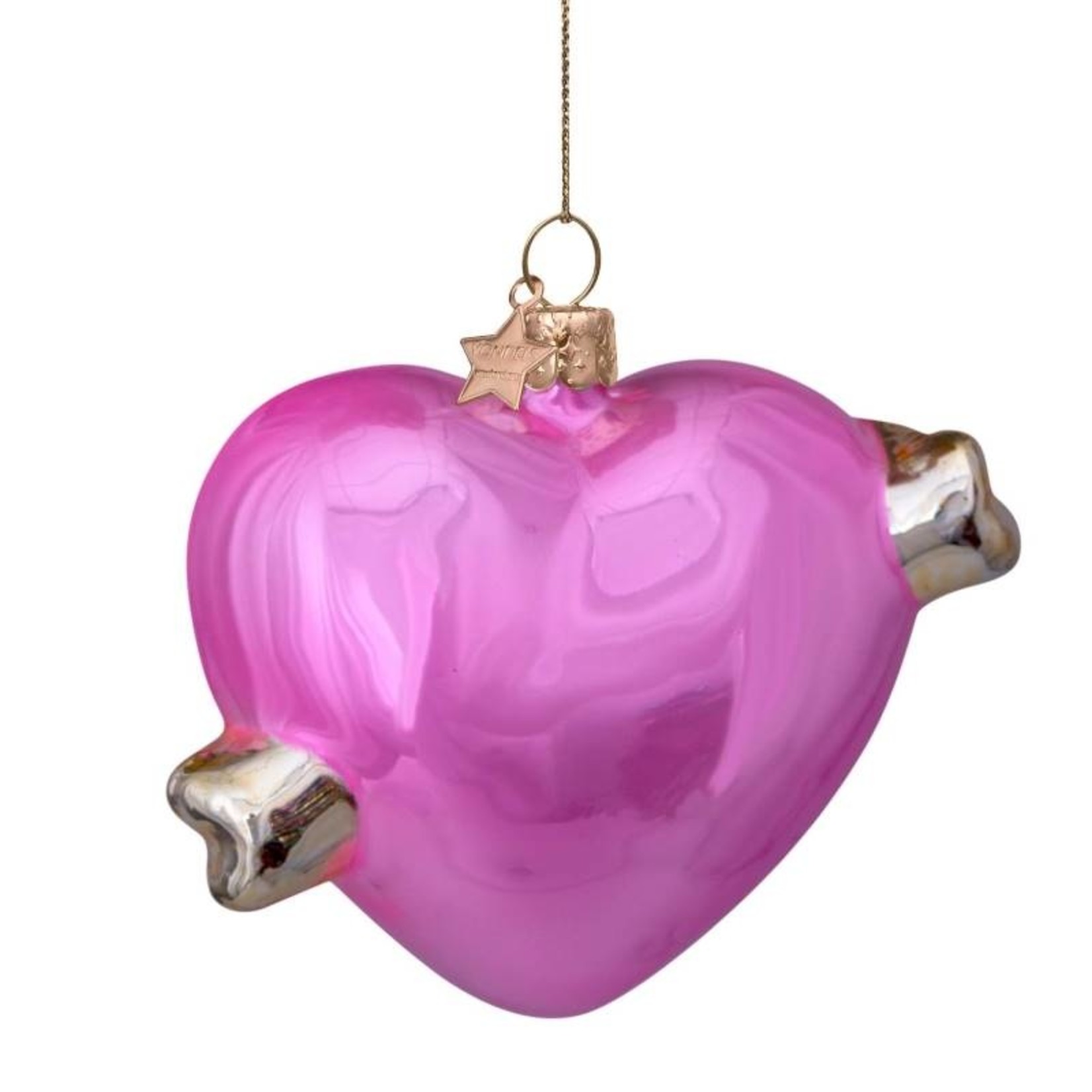 Vondels Ornament heart with text love - roze