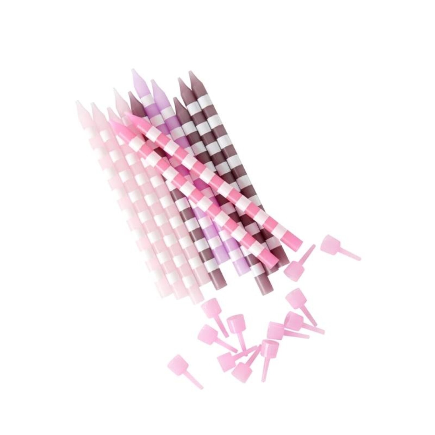 Taartkaarsjes - strepen - roze