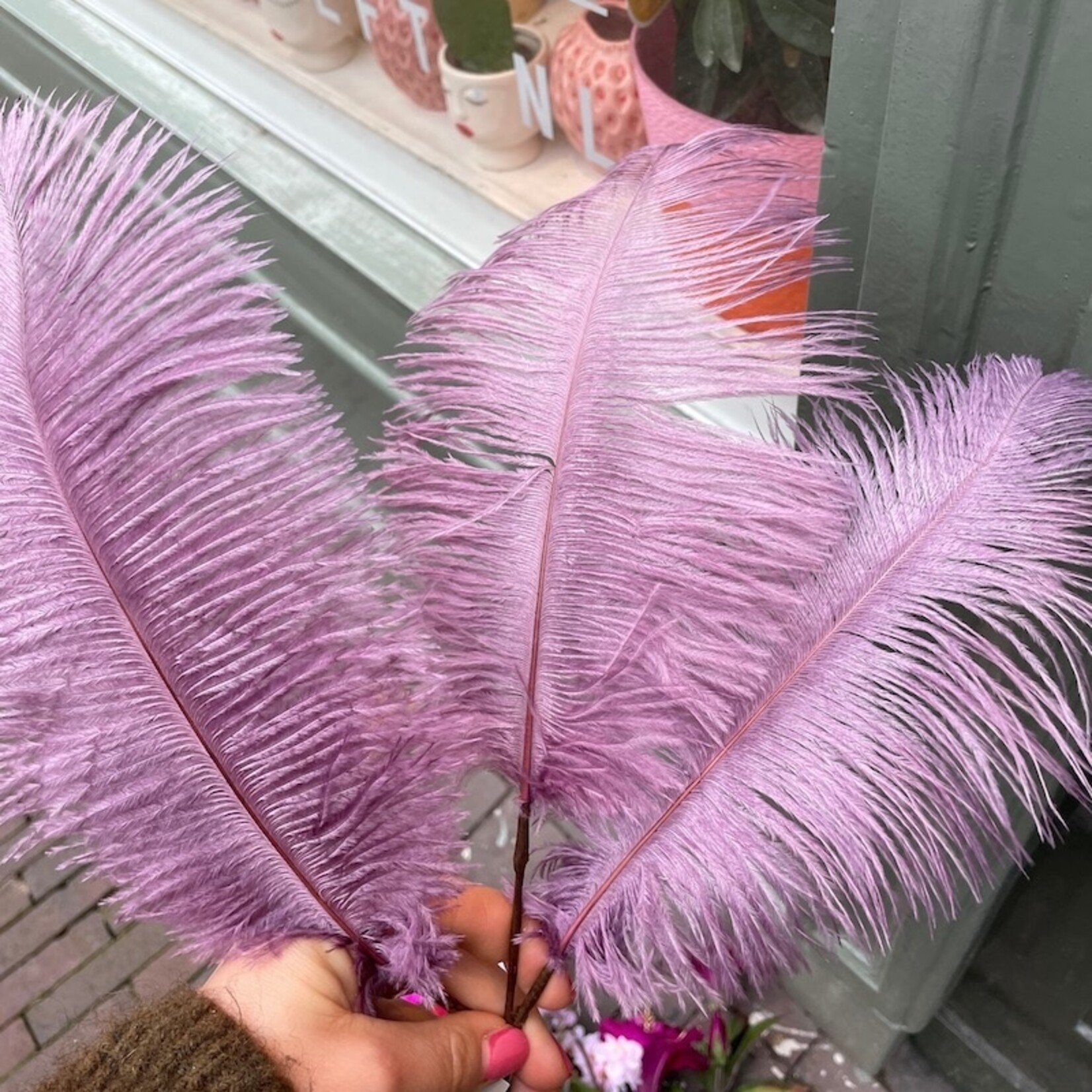 Zijden bloem - lila veer