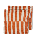 HKliving HKliving katoenen servetten - floral striped tangerine, set van 2
