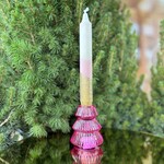 Kandelaar kerstboom - roze - glas