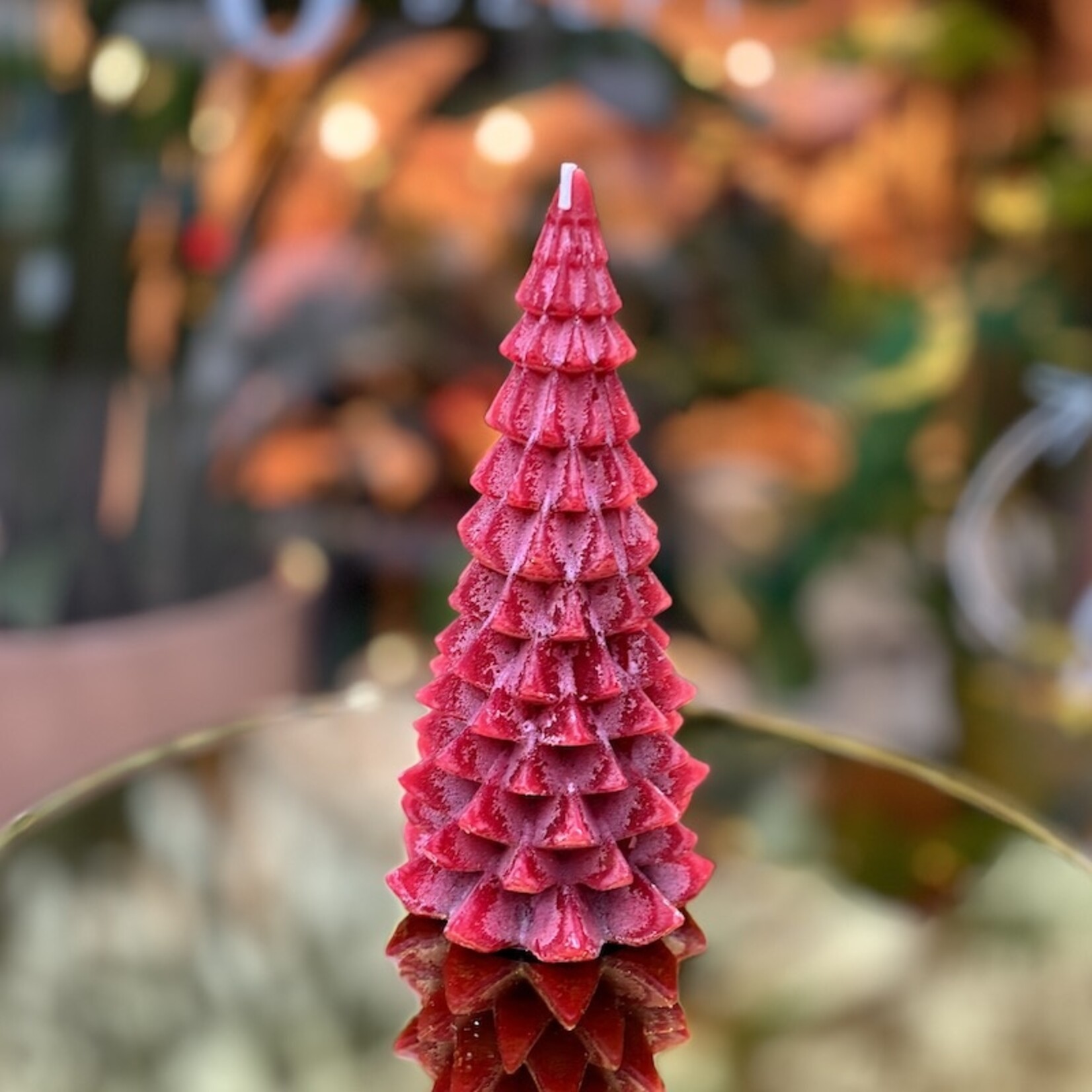 Kerstboom kaars L - rood tinten