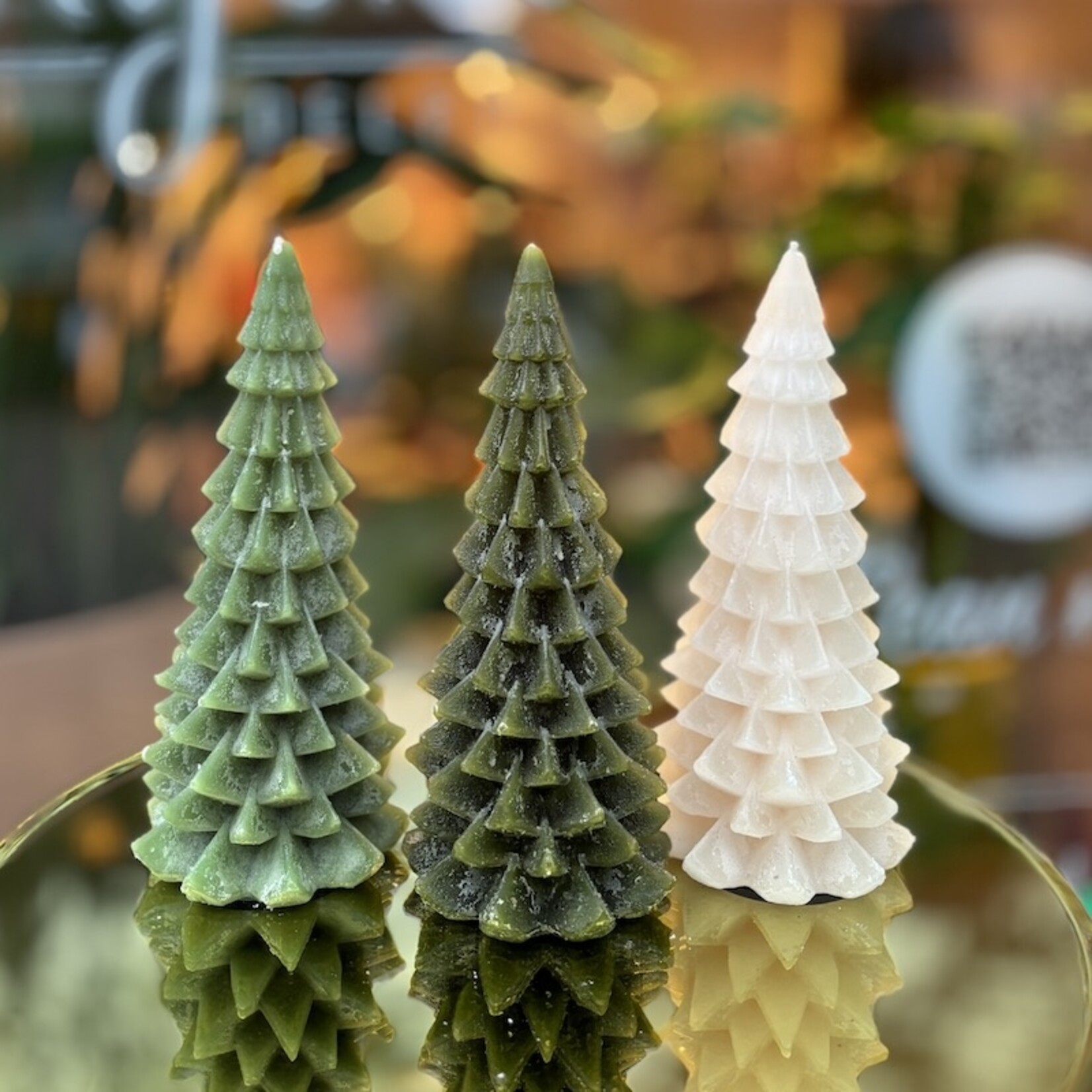 Kerstboom kaars L - groen tinten