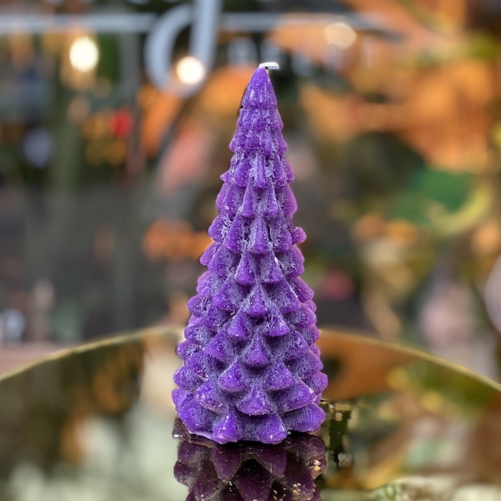 Kerstboom kaars L - lila/roze tinten