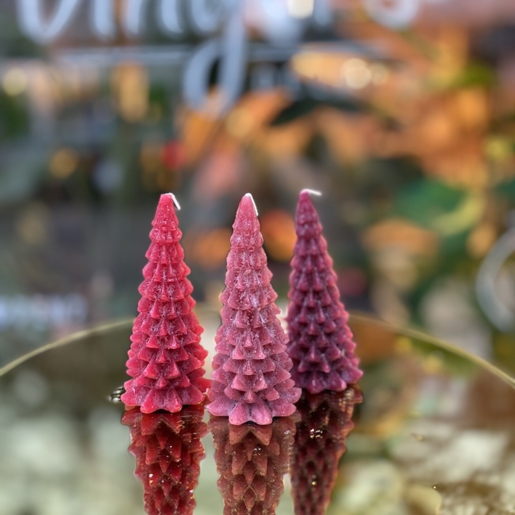 Kerstboom kaars S - rood tinten