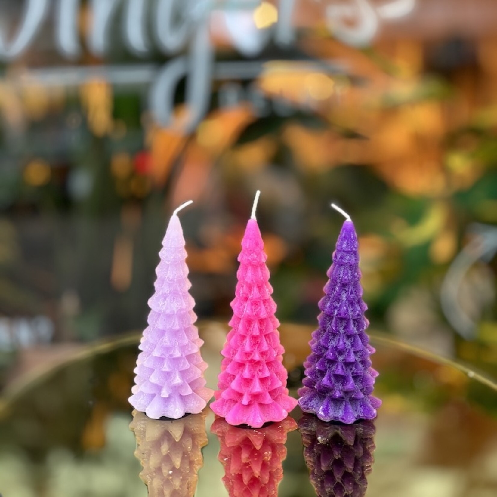 Kerstboom kaars S - lila/roze tinten