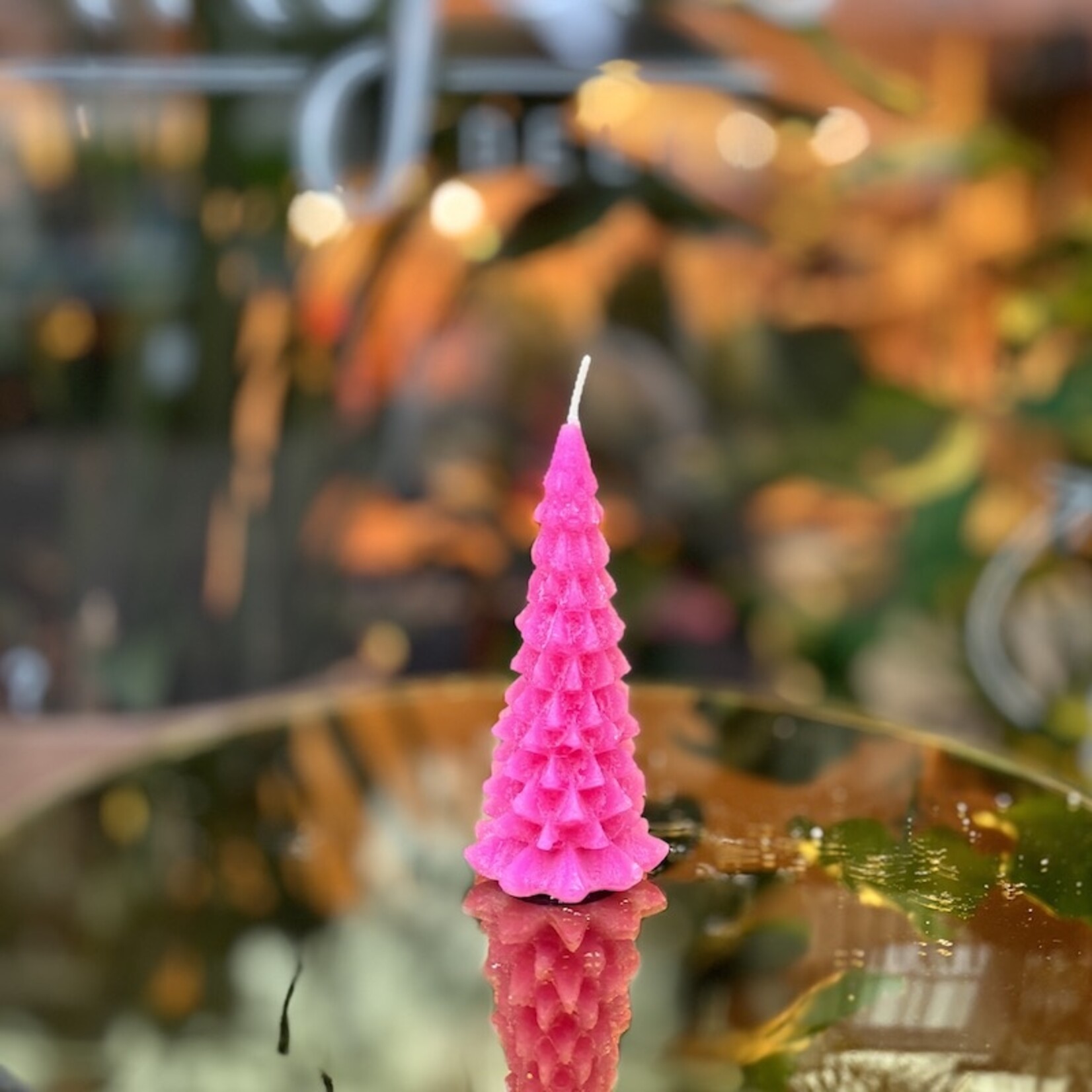 Kerstboom kaars S - lila/roze tinten