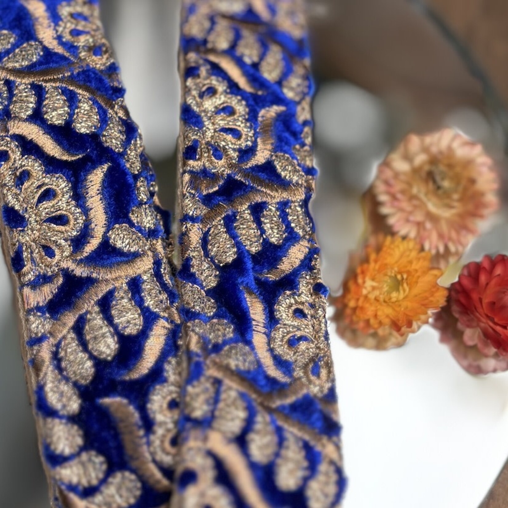 Handgemaakte straps - donkerblauw/goud