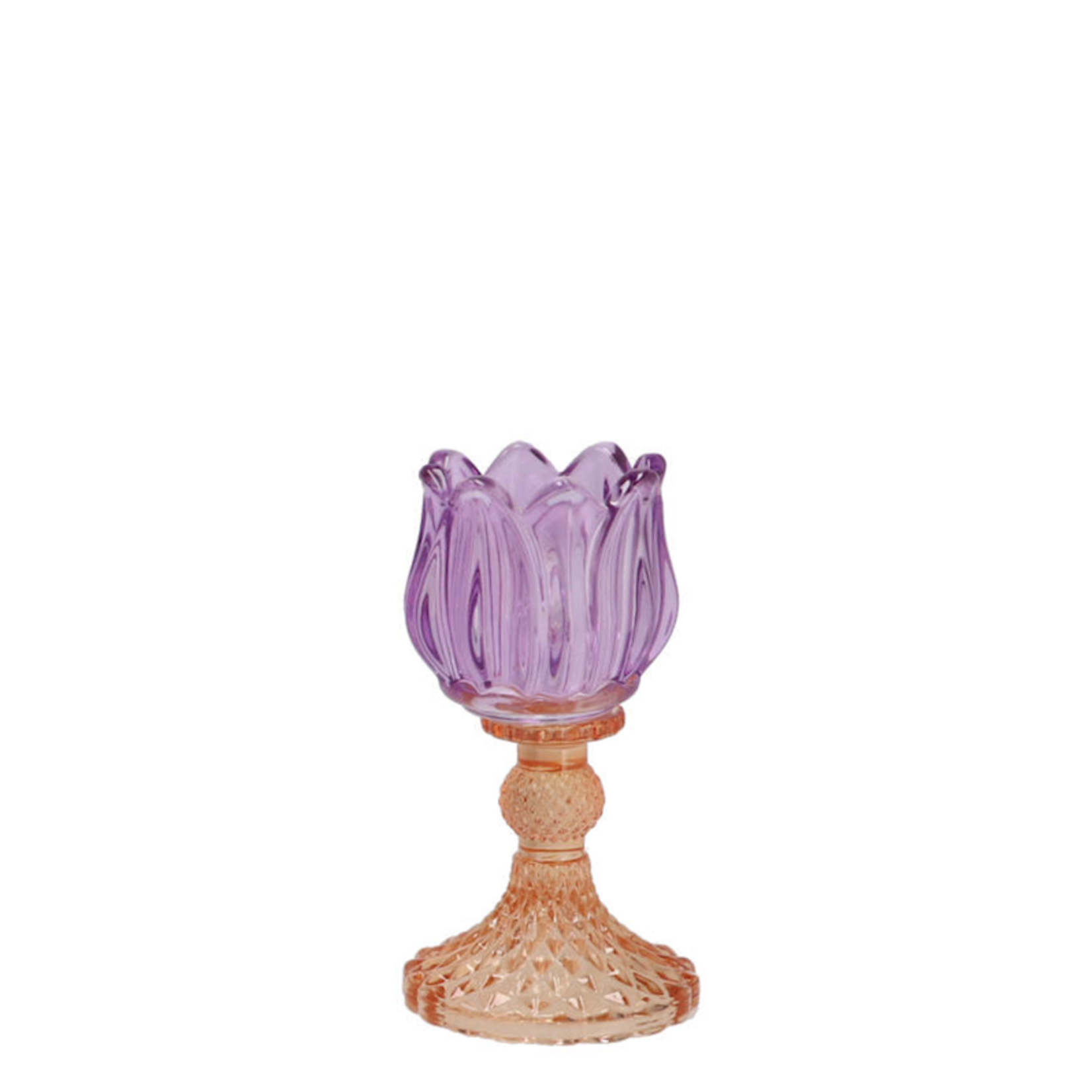 Theelichthouder - tulp - paars glas