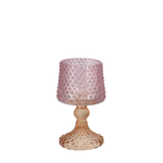 Theelichthouder - lampje - roze glas - S