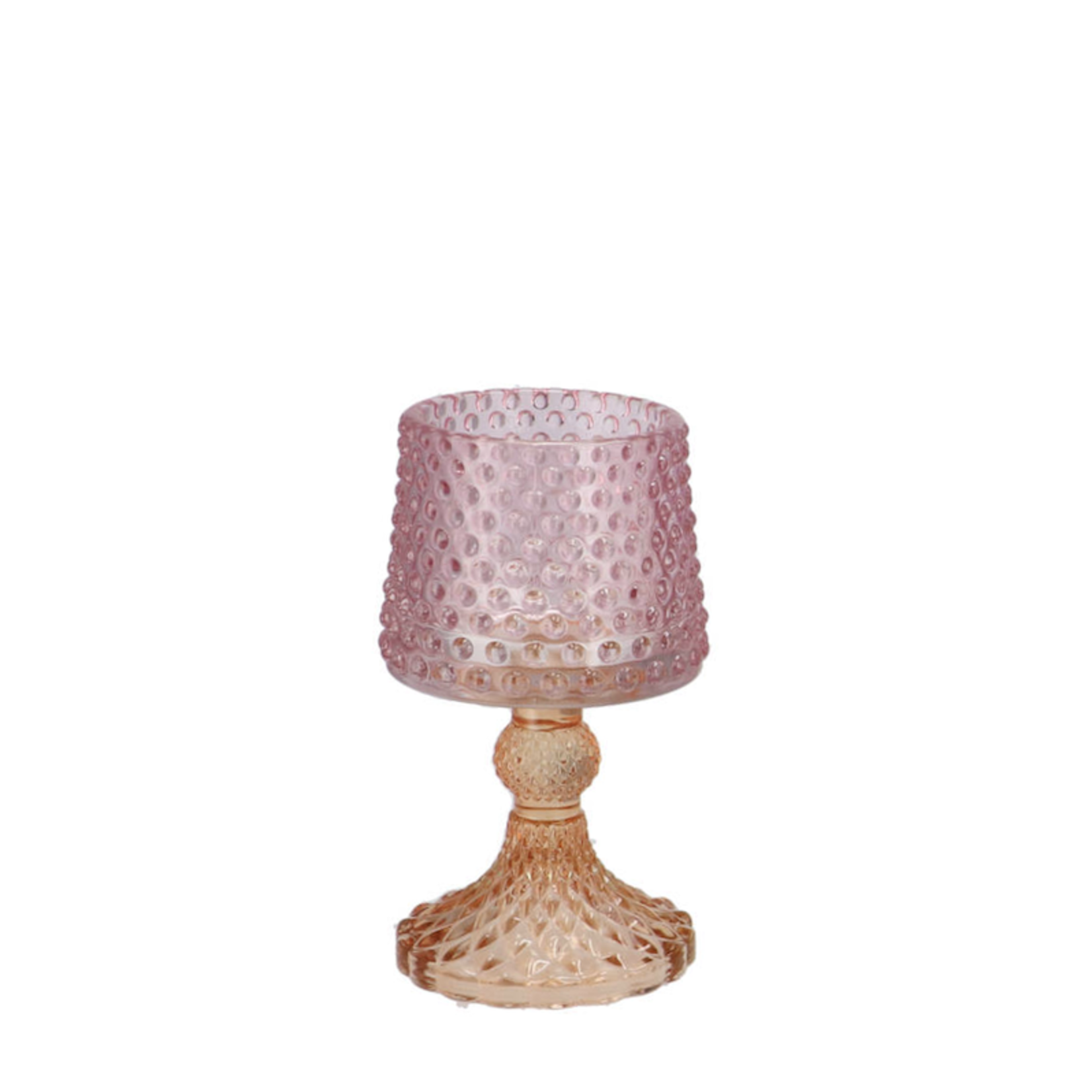 Theelichthouder - lampje - roze glas