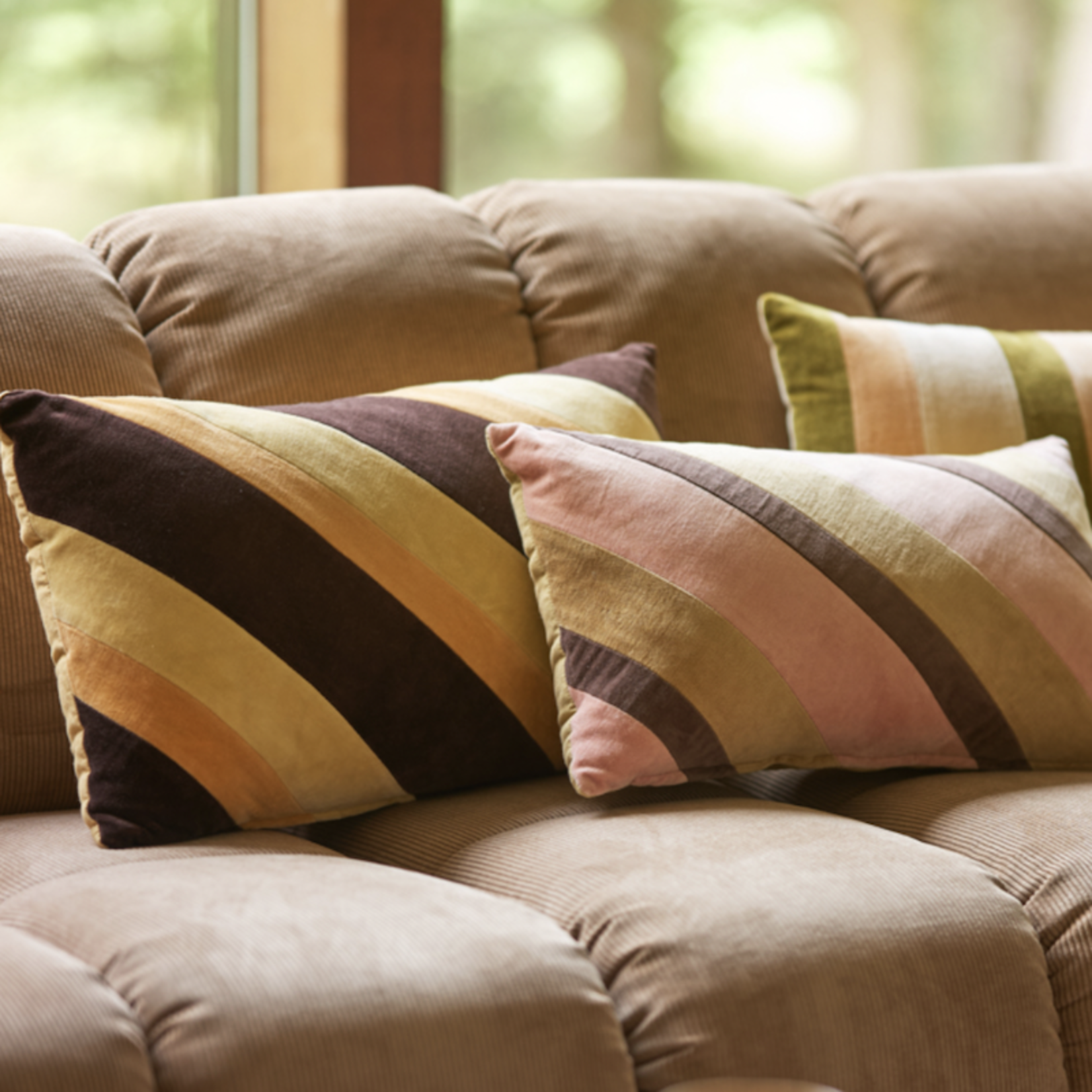 HKliving HKliving kussen -  Striped Velvet Fame