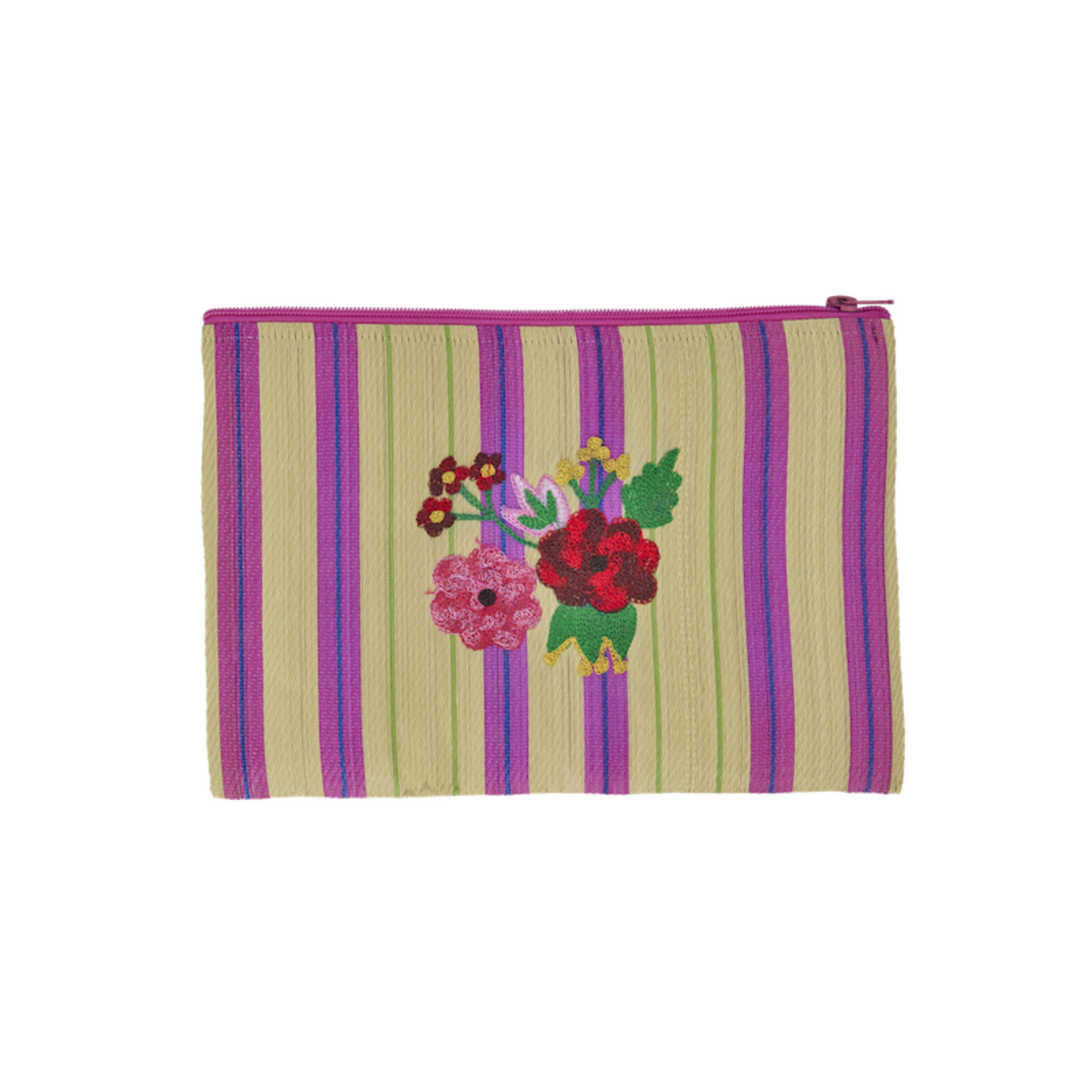 Pouch tasje Flower Embroidery - roze/beige