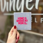 Bludd Tegeltje - home is where my mom is, blauw met neon roze