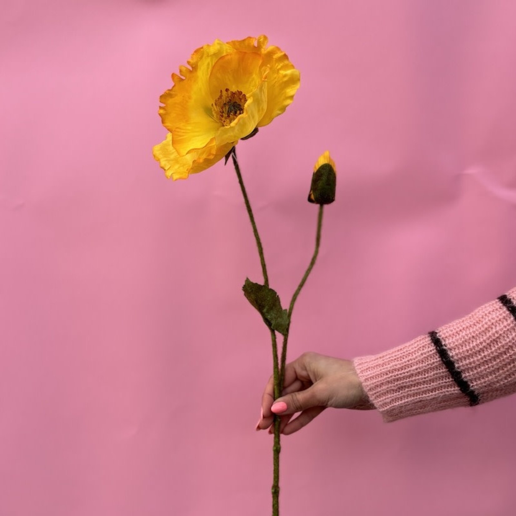 Zijden bloem - Klaproos geel