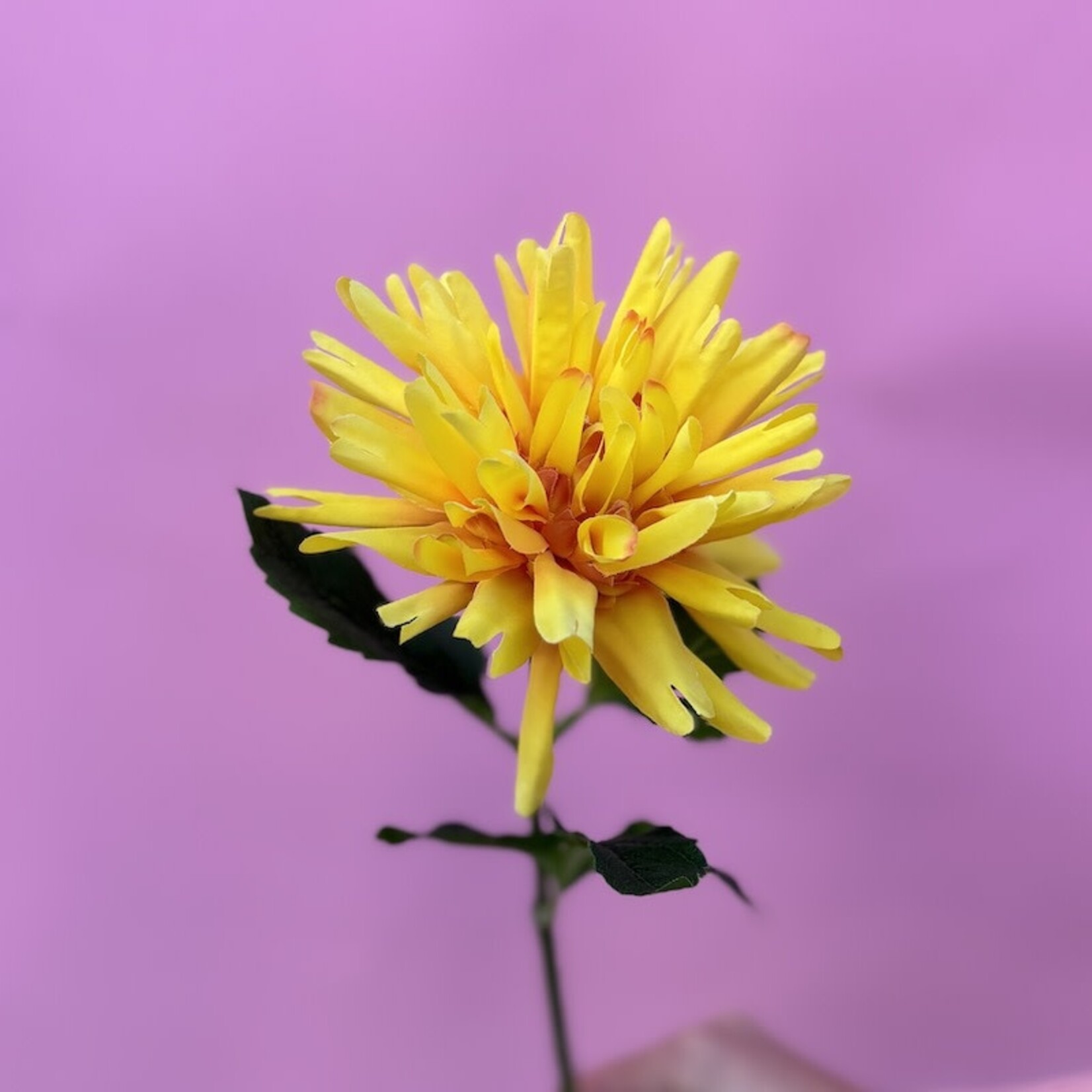 Zijden bloem - Dahlia geel - medium