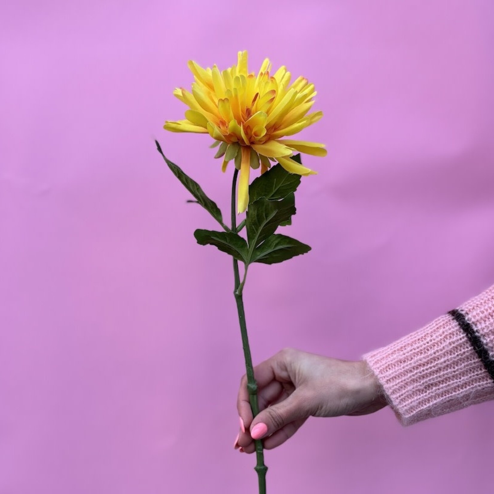 Zijden bloem - Dahlia geel - medium