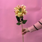 Zijden bloem - Dahlia wit/geel - large