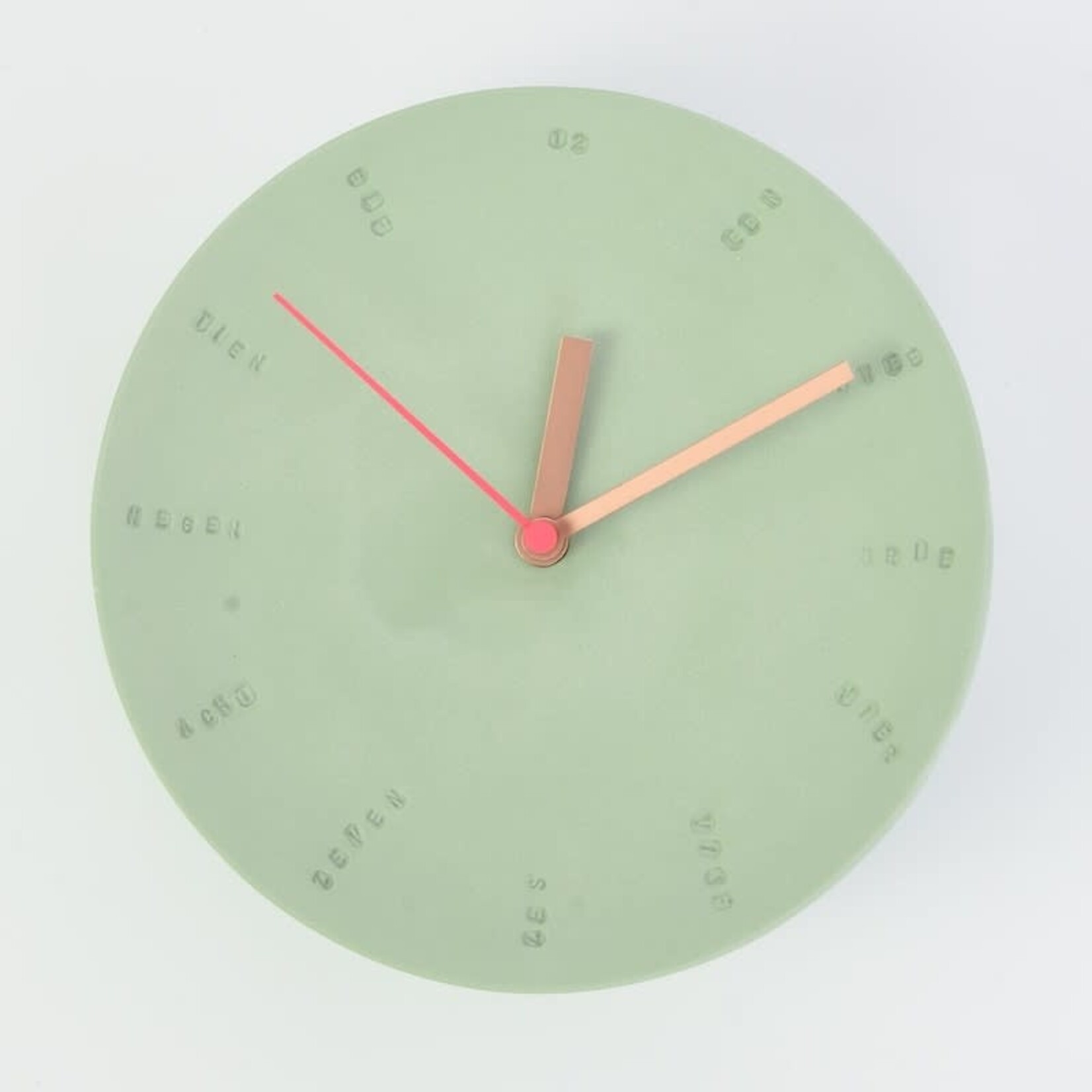 Harm&Elke clock large - green/neon pink