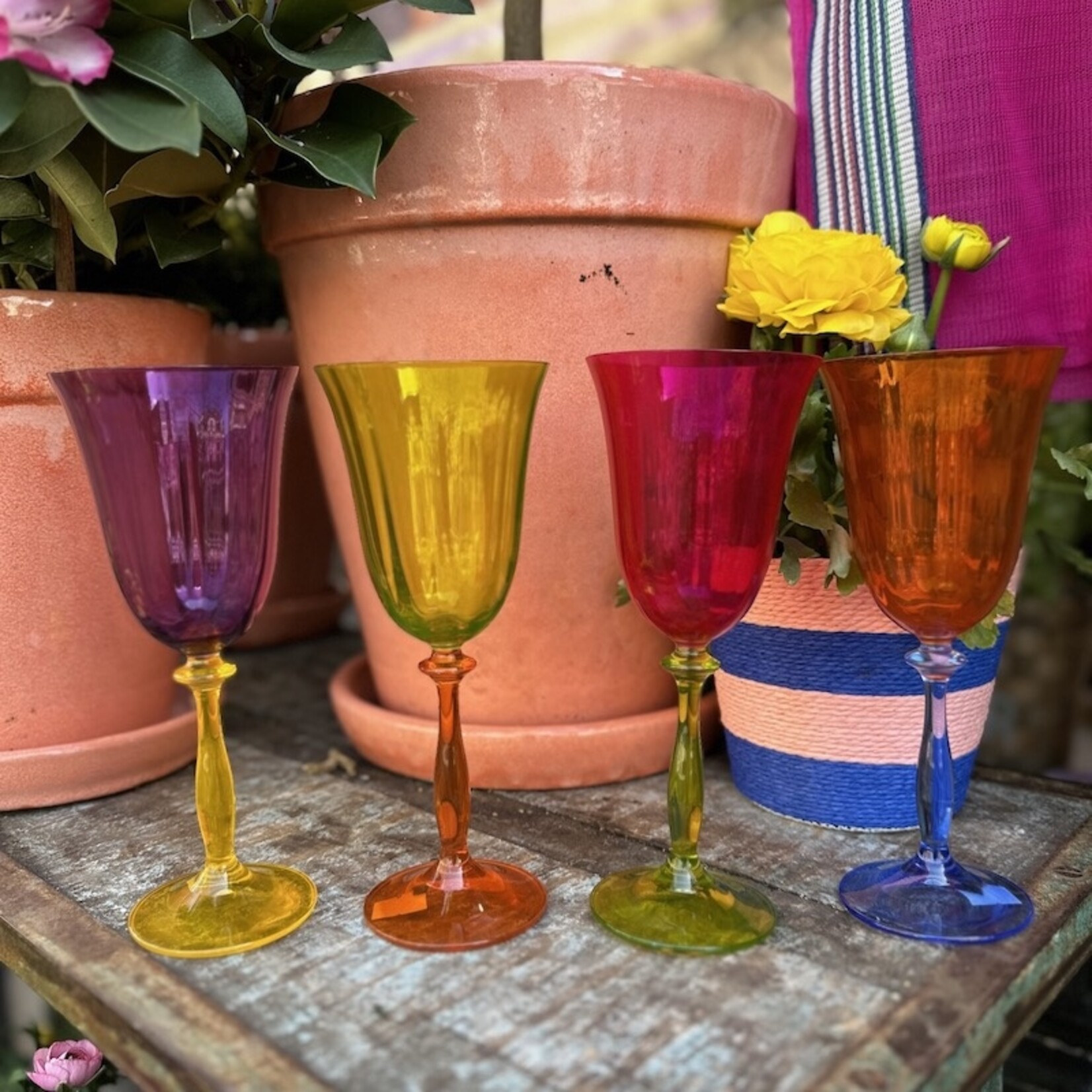 Anna+Nina - Multicoloured Wine Glass - oranje