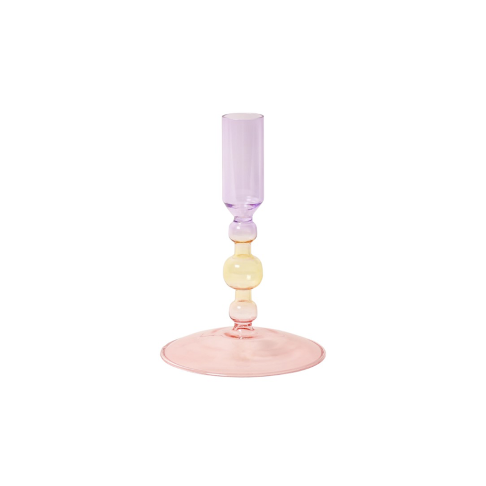 Glazen kandelaar - roze/geel/paars - S