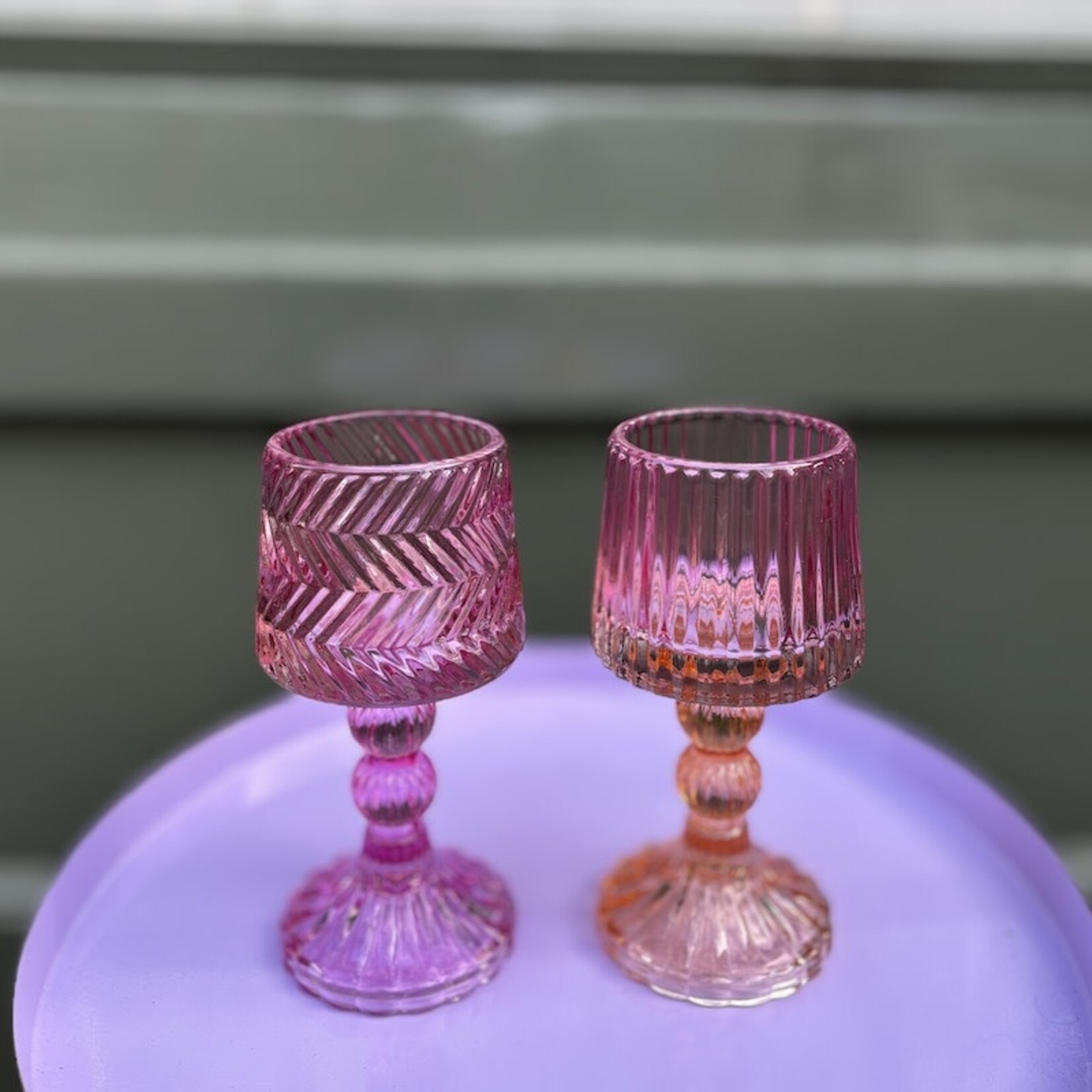 Daan Kromhout Theelichthouder - lampje - neon roze glas - L