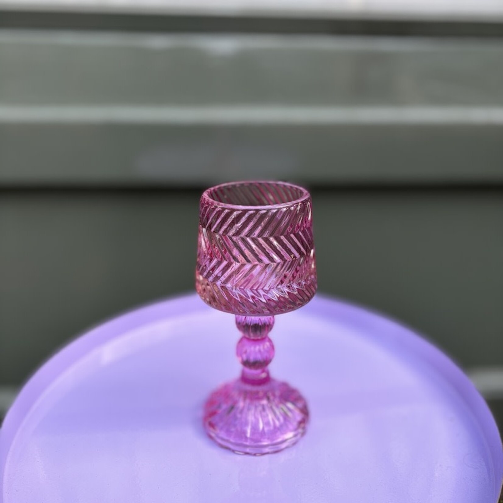 Daan Kromhout Theelichthouder - lampje - neon roze glas - L