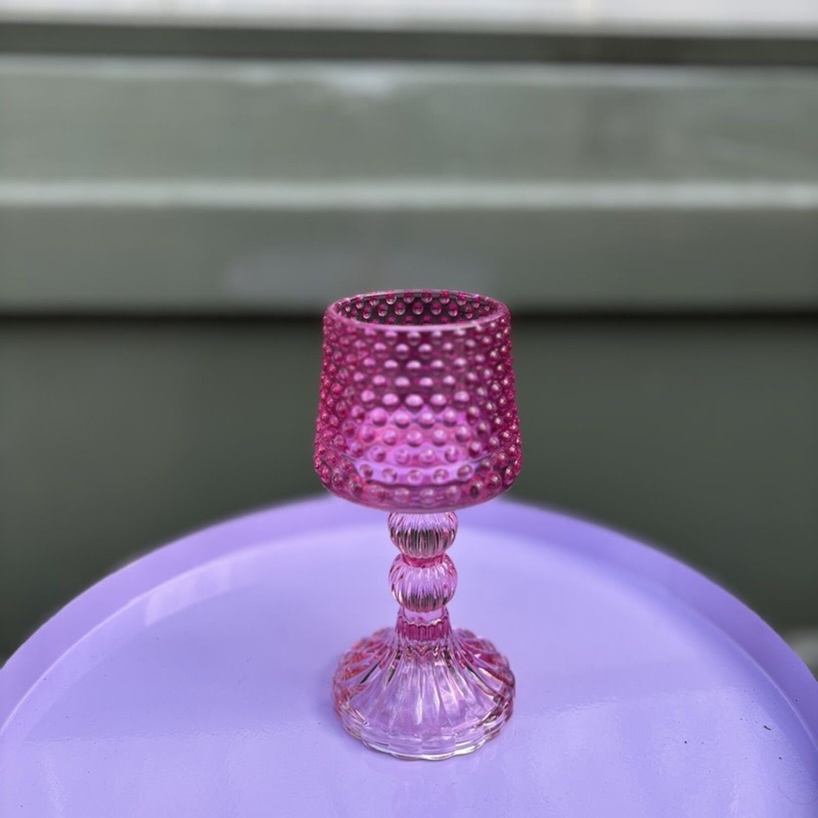 Daan Kromhout Theelichthouder - lampje - neon fuchsia glas - L