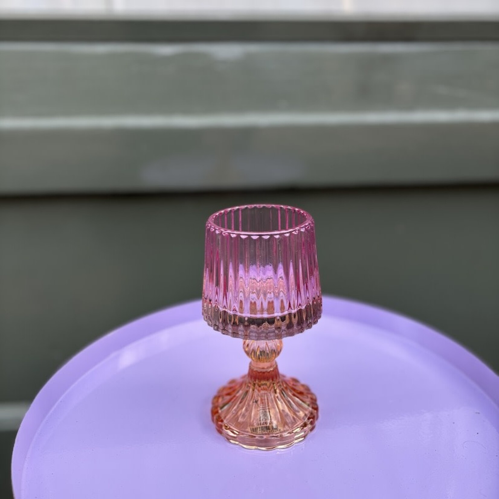 Daan Kromhout Theelichthouder - lampje - neon roze glas - S