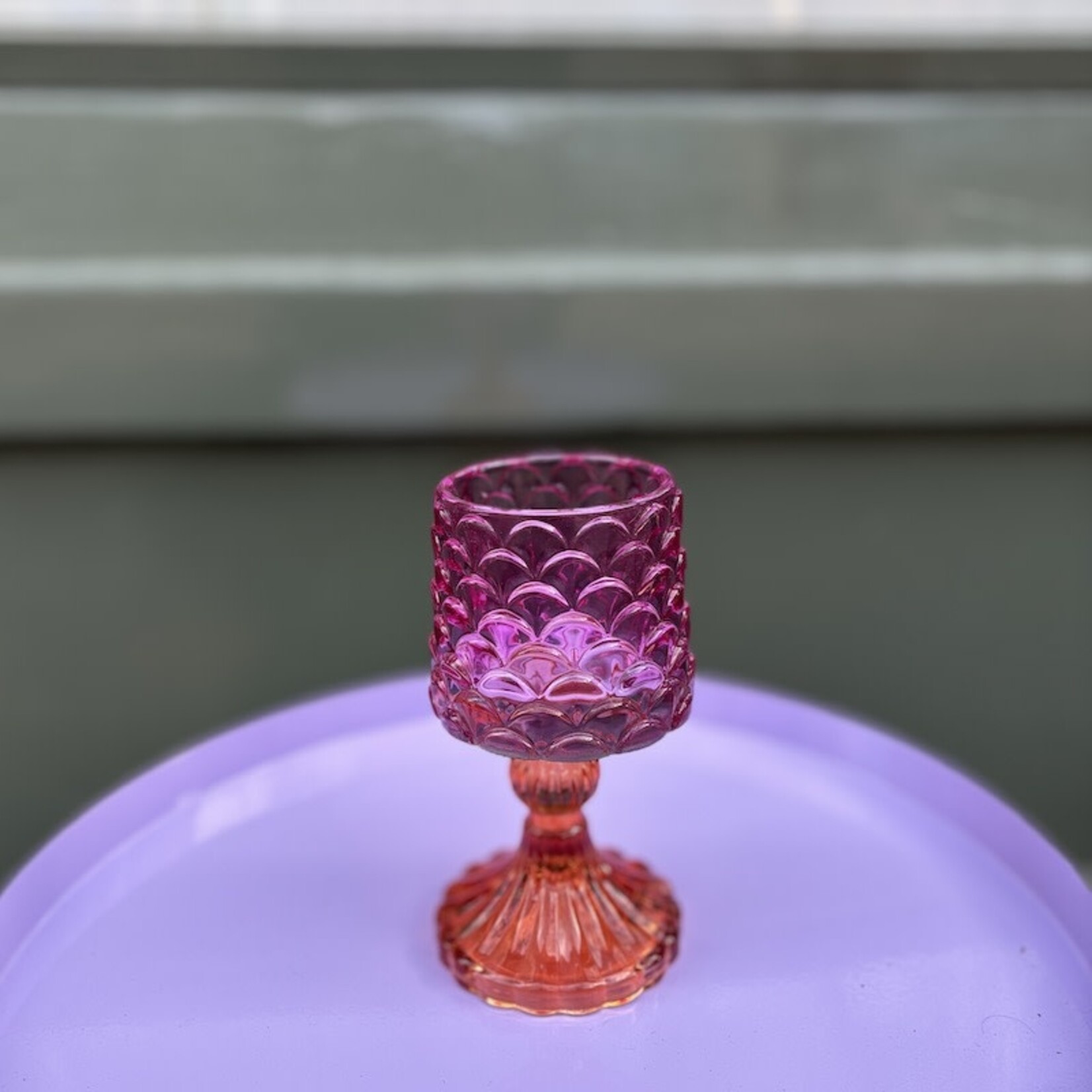 Daan Kromhout Theelichthouder - lampje - neon fuchsia glas - S