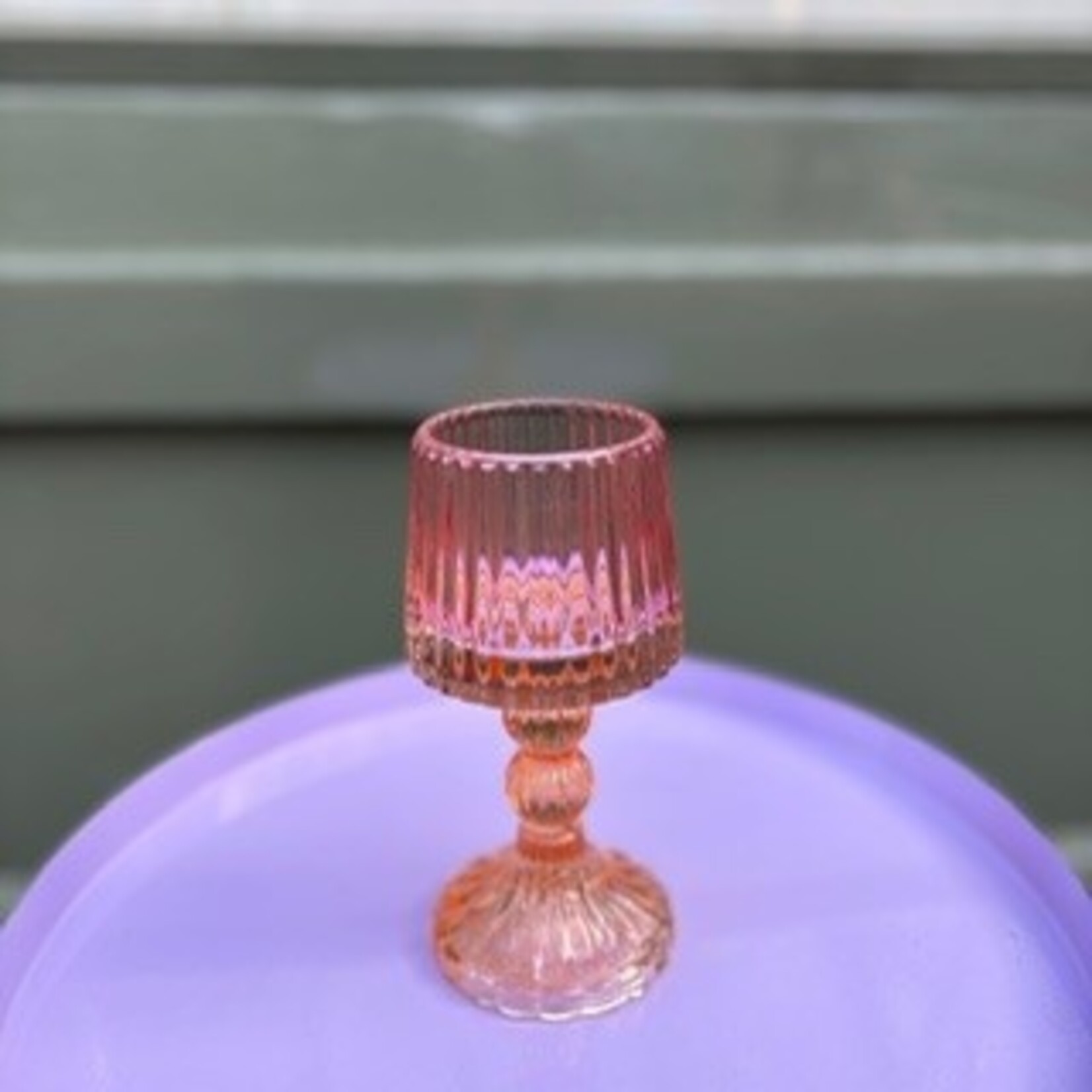 Daan Kromhout Theelichthouder - lampje - neon roze glas - L