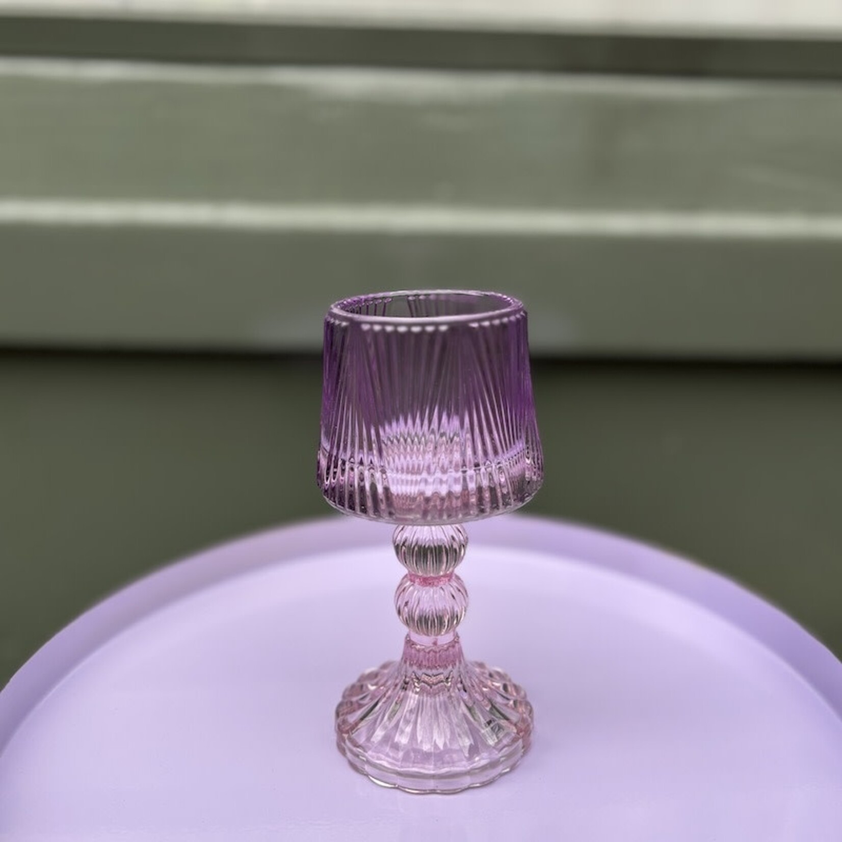 Daan Kromhout Theelichthouder - lampje - paarse glas - L
