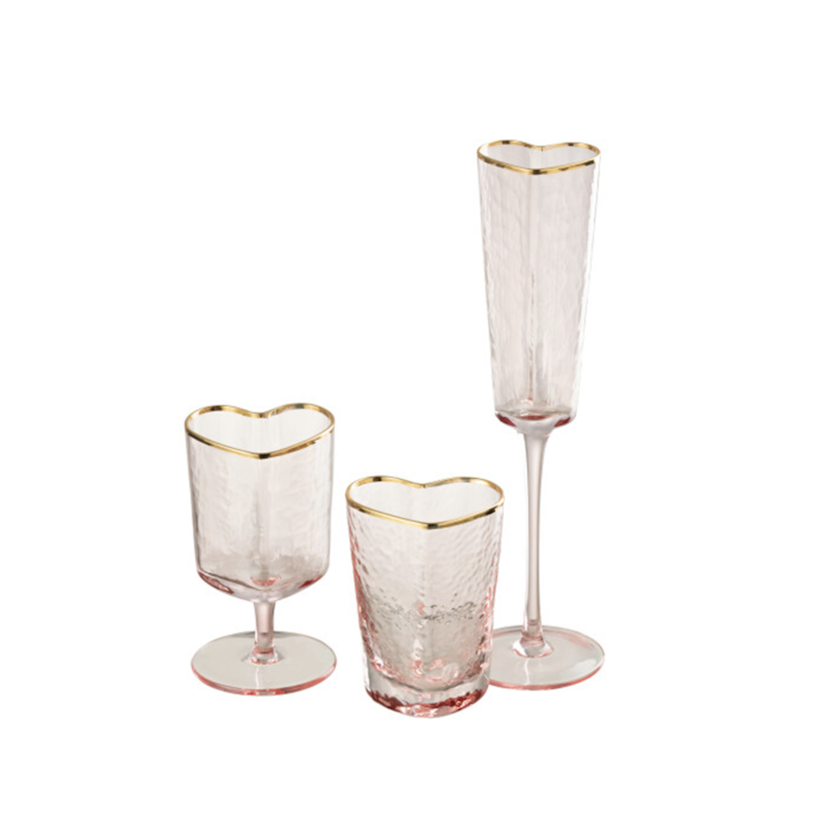 J-line by Jolipa Drinkglas Hart -  goud/roze glas