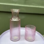 Waterkan met glas - roze