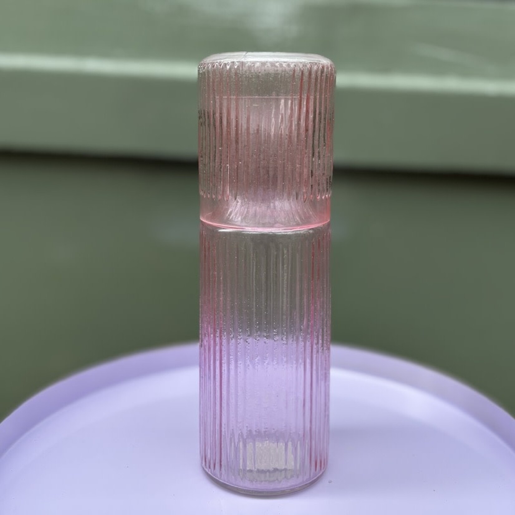 Waterkan met glas - roze