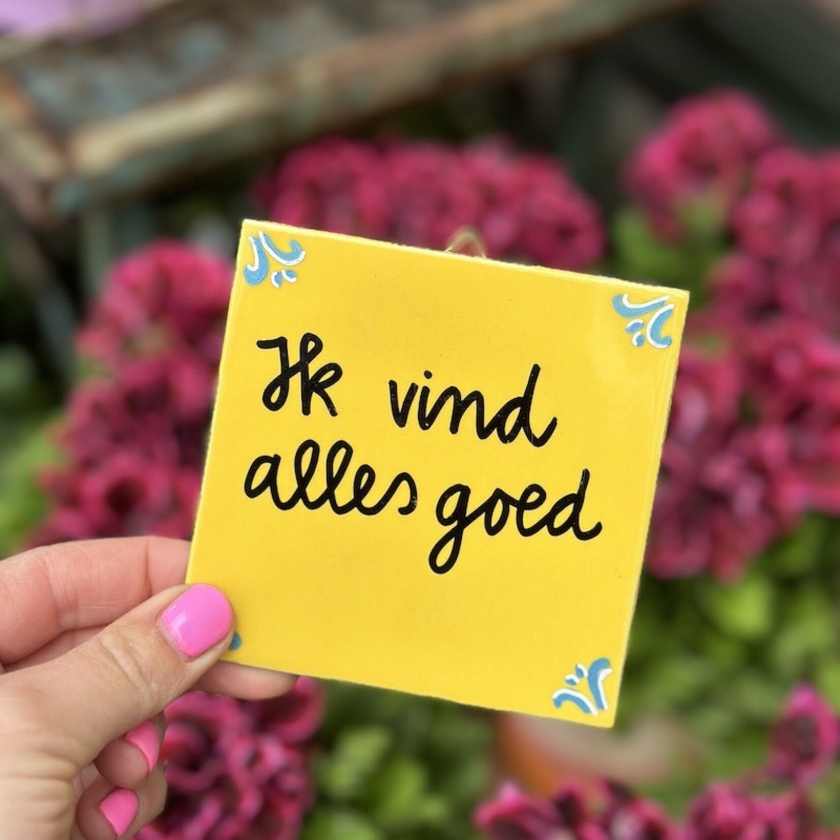 Tegeltje - ik vind alles goed Geel