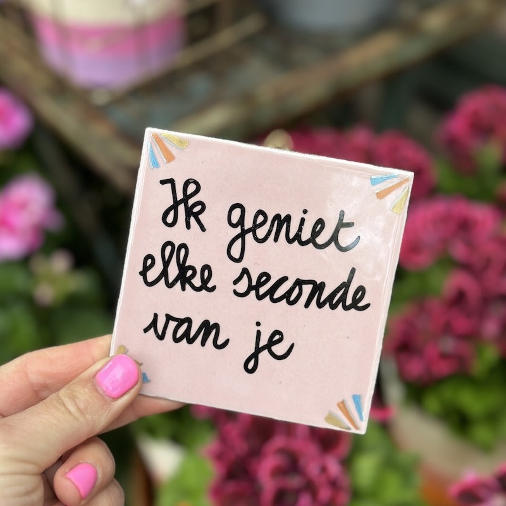 Tegeltje - ik geniet elke seconde van je roze